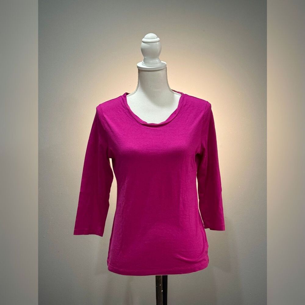 Dark Pink Talbots Basic 3/4 Sleeve Top Size MP EUC